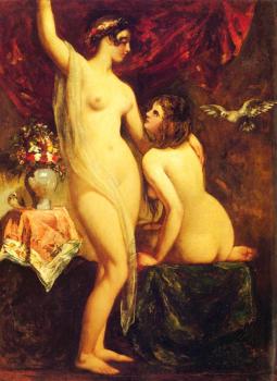 William Etty : Two Nudes In An Interior